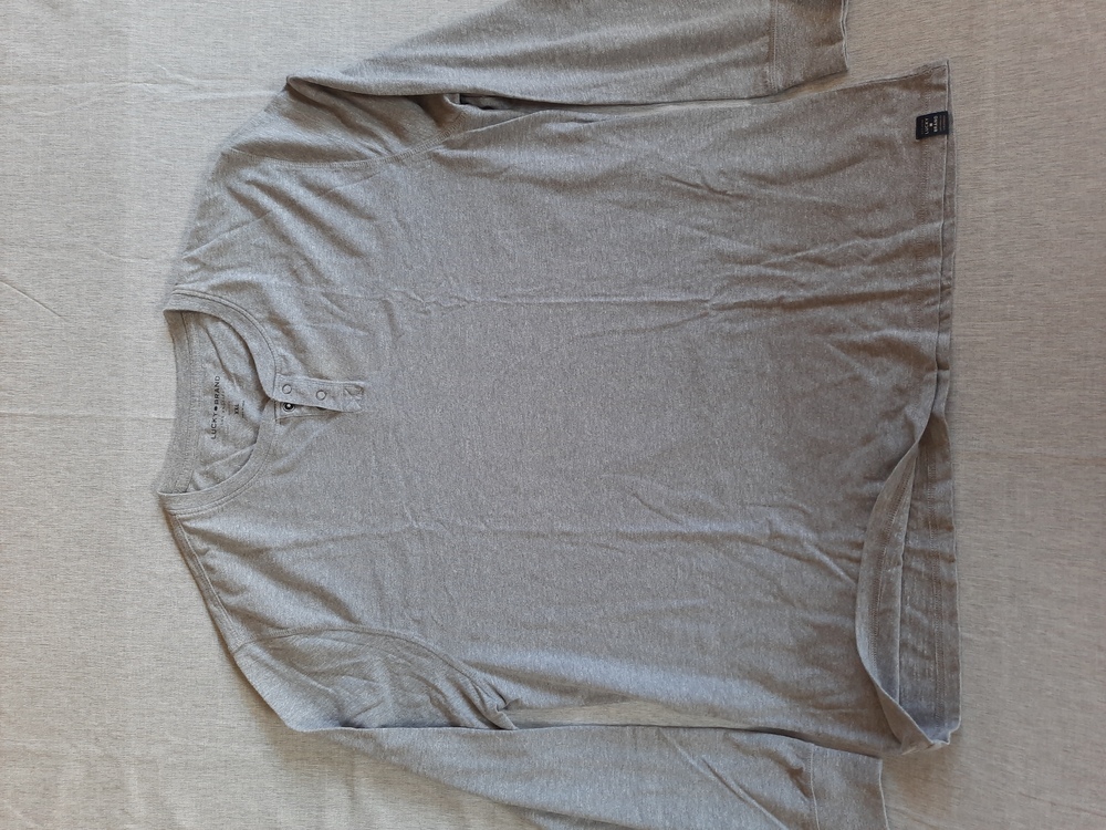 Lucky Brand Mens 2XL Henley Shirt Long Sleeve Round Neck Cotton Blend Solid Gray